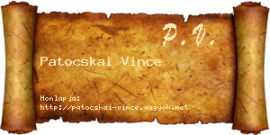 Patocskai Vince névjegykártya